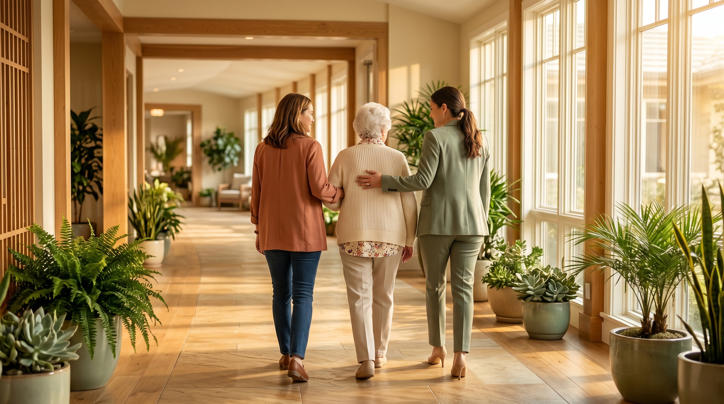 Placement advisor guiding a family through a care community